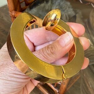 Chunky Gold Hinged Bangle Bracelet